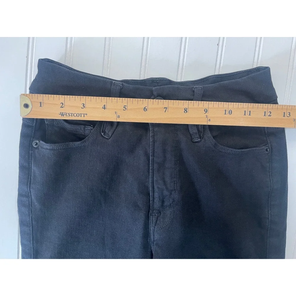 Good American Good Straight Jeans Black High Rise Straight Leg Size 0 25